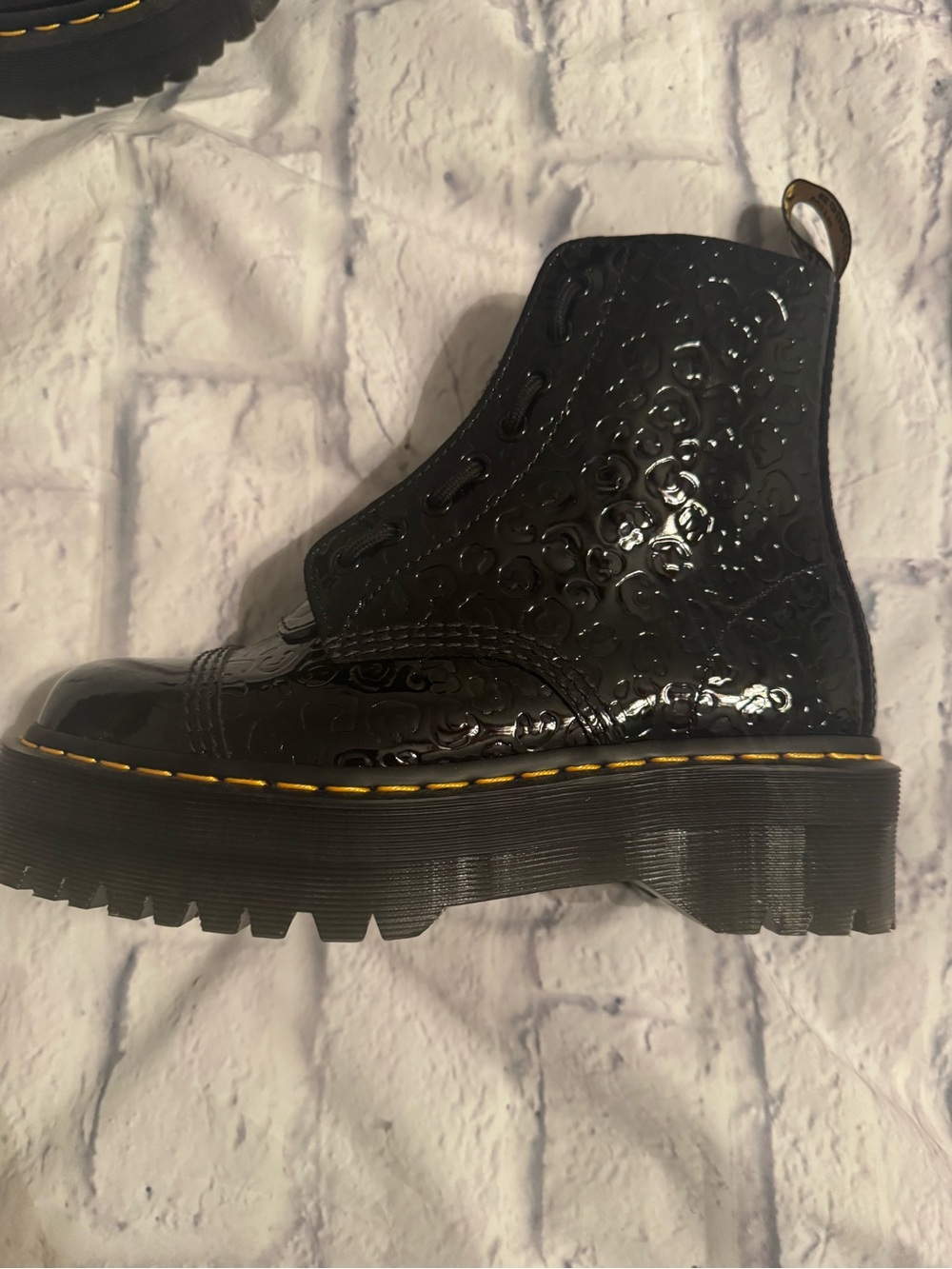 Dr. Martens Sinclair Leopard Emboss Patent Leather Platform Boots